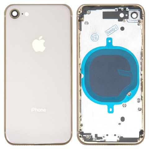 Корпус для Apple iPhone 8, золотистый, с держателем SIM карты, с боковыми кнопками