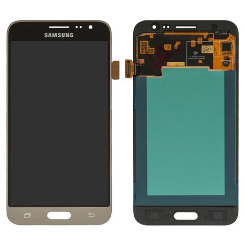 Дисплей для Samsung J320 Galaxy J3 2016 , золотистый, без рамки, High Copy, с широким ободком, OLED 