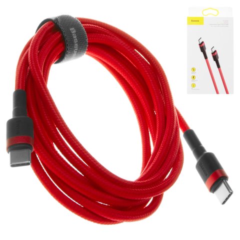 USB кабель Baseus Cafule, 2xUSB тип C, 200 см, 3 A, червоний, #CATKLF H09