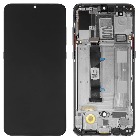 Дисплей для Xiaomi Mi 9, чорний, з рамкою, Оригінал переклеєне скло , M1902F1G