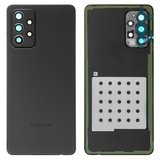 Задняя панель корпуса для Samsung A725 Galaxy A72, черная, со стеклом камеры
