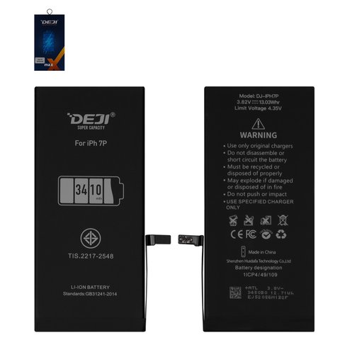 Акумулятор Deji для Apple iPhone 7 Plus, Li ion, 3,82 B, 3410 мАг, збільшена ємність, original IC