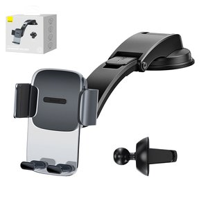 Автомобільний тримач Baseus Easy Control Clamp, чорний, на дефлектор, вакуумний присос, #SUYK000001