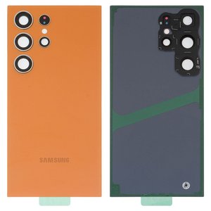 Задняя панель корпуса для Samsung S928 Galaxy S24 Ultra, оранжевая, со стеклом камеры, titanium orange