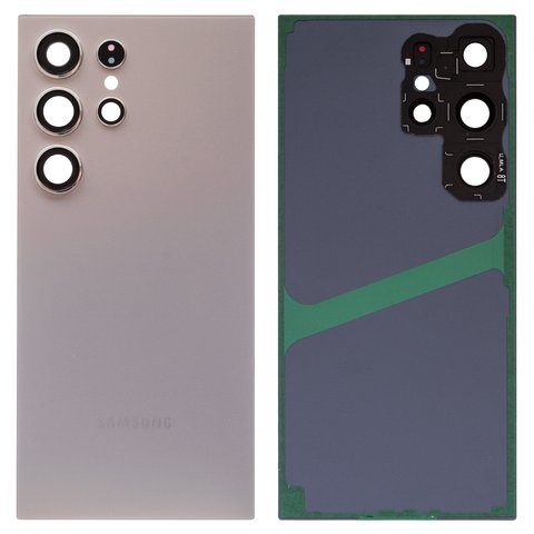 Задня панель корпуса для Samsung S928 Galaxy S24 Ultra, сіра, із склом камери, titanium gray