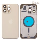 Корпус для iPhone 14 Pro Max, золотистый, с держателем SIM-карты, с боковыми кнопками, Original (PRC), EU Version, gold