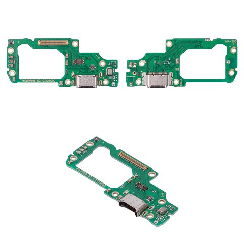 Шлейф для Oppo Reno 8 5G, коннектора зарядки, с микрофоном, с компонентами, Сopy, плата зарядки