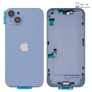 Корпус для iPhone 14 Plus, синій, з тримачем SIM карти, з боковими кнопками, Original PRC , EU Version, blue