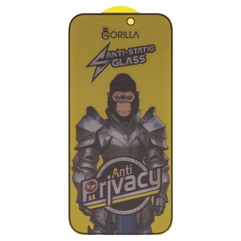 Захисне скло Gorilla для Apple iPhone 17 Pro Max, сумісне з чохлом, Full Glue, Anti Static, Anti Peeping, чорний