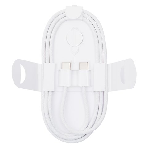 USB кабель, 2xUSB тип C, 100 см, 60 Вт, білий, в нейлоновому обплетенні