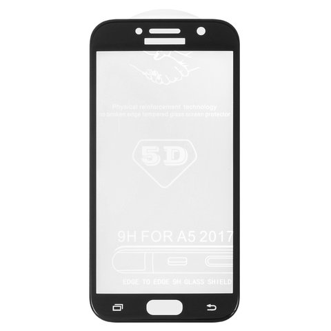 Tempered Glass Screen Protector All Spares compatible with Samsung A520F Galaxy A5 2017 , 5D Full Glue, black, the layer of glue is applied to the entire surface of the glass 