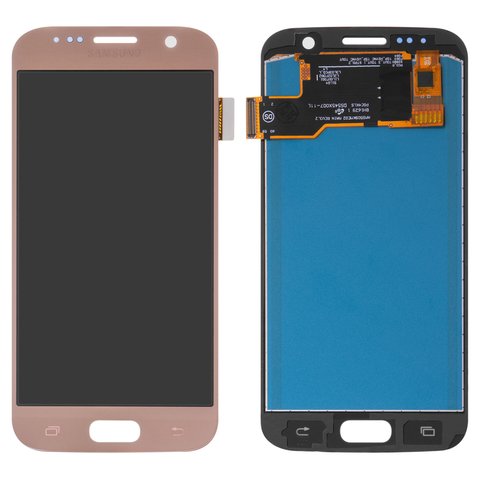 LCD compatible with Samsung G930 Galaxy S7, golden, with light adjustable, Best copy, without frame, Copy, with wide edge, TFT  