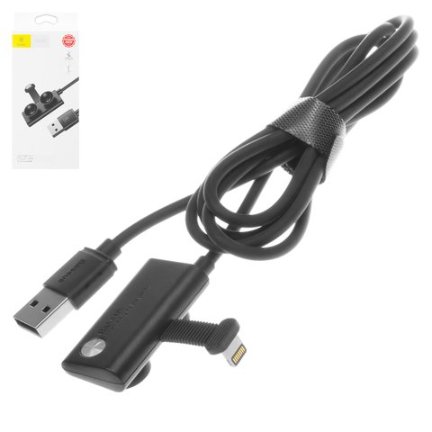 USB Cable Baseus Suction Cup Mobile Games, USB type A, Lightning, 100 cm, 2.4 A, black  #CALXP A01