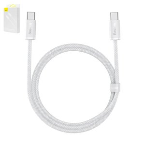 USB кабель Baseus Dynamic Series, 2xUSB тип C, 100 см, 100 Вт, белый, в нейлоновой оплетке, #CALD000202