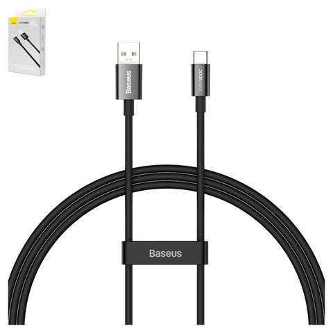Cable USB Baseus Superior Series SUPERVOOC , USB tipo A, USB tipo C, 100 cm, 65 W, negro, #CAYS000901