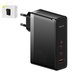 Mains Charger Baseus GaN5 Pro, (140 W, Quick Charge, black, with cable USB type C to USB type C, 3 outputs) #CCGP100201