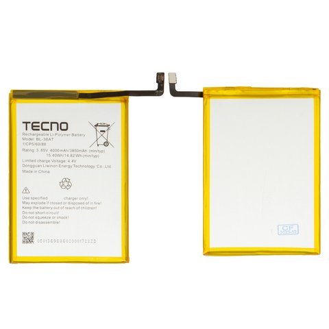 Battery BL 38AT compatible with Tecno Pop 2 Power B1P , Li Polymer, 3.85 V, 4000 mAh, Original PRC  