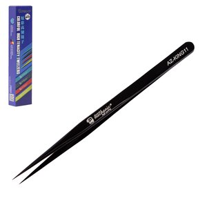 Mounting Tweezers Mechanic AZ KING11, straight, 140 mm, black 