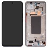 LCD compatible with Xiaomi 12T, 12T Pro, (silver, with frame, Original (PRC), 22081212UG, 22081212G, 22071212AG)
