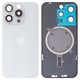 Housing Back Cover compatible with iPhone 15 Pro, (white, with camera lens, HC)