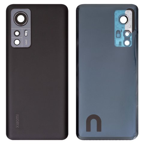 Housing Back Cover compatible with Xiaomi 12, black, with camera lens, Original PRC  