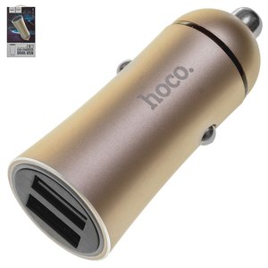 Автомобильное зарядное устройство Hoco Z30A, 2 USB выхода 5В 2,4А , золотистое