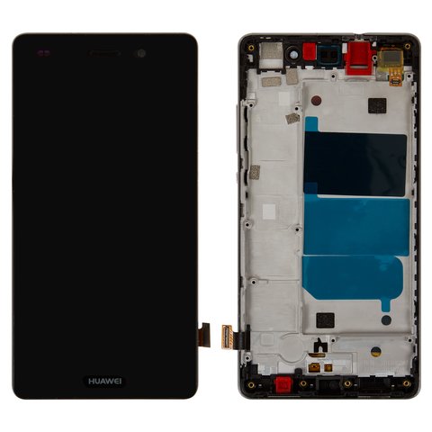 LCD compatible with Huawei P8 Lite ALE L21 , black, Logo Huawei, with frame, Original PRC  