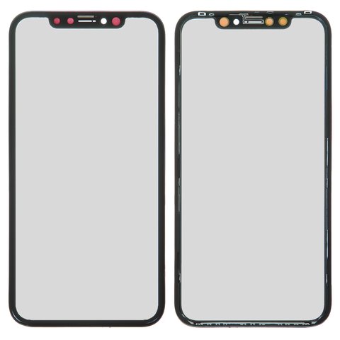 Housing Glass compatible with iPhone XR, with OCA film, with frames, black 