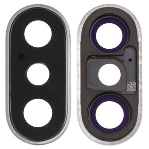 Camera Lens compatible with iPhone XS, white, with frames 