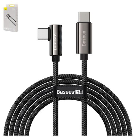USB Cable Baseus Elbow, 2xUSB type C, 200 cm, 100 W, 5 A, black  #CATCS A01
