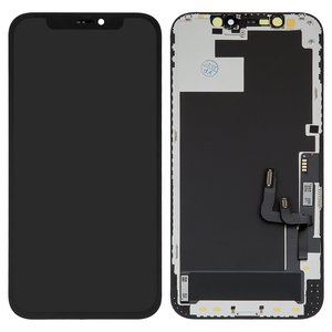 Дисплей для iPhone 12, iPhone 12 Pro, черный, с рамкой, HC, OLED , GK OEM hard