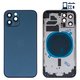 Housing compatible with iPhone 12 Pro, (dark blue, with SIM card holders, with side buttons, HC, pacific blue)