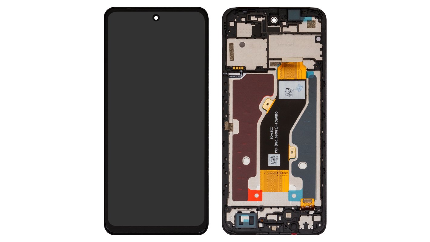 LCD compatible with ZTE Blade A75 4G, (black, with frame, Original