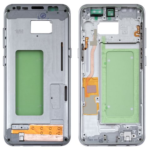 Parte media de carcasa puede usarse con Samsung G950FD Galaxy S8, plateada, arctic silver
