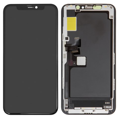 Pantalla LCD puede usarse con iPhone 11 Pro, negro, con marco, PRC, #Self welded OEM