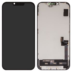 Pantalla LCD puede usarse con iPhone 14 Plus, negro, con marco, HC, OLED , OEM hard