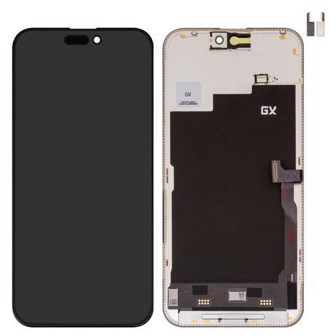 Pantalla LCD puede usarse con iPhone 15 Pro Max, negro, con marco, HC, sin microchip, AMOLED , GX OEM soft, 120Hz