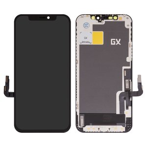 Pantalla LCD puede usarse con iPhone 12, iPhone 12 Pro, negro, con marco, AAA, TFT , GX