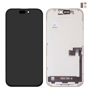 Pantalla LCD puede usarse con iPhone 16 Pro, negro, con marco, HC, sin microchip, OLED , GX OEM hard