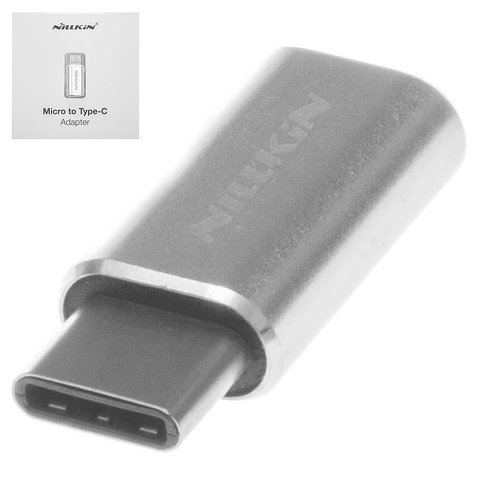 Адаптер Nillkin, USB тип C, micro USB тип B, сріблястий