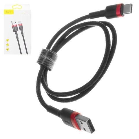 USB кабель Baseus Cafule, USB тип C, USB тип A, 50 см, 3 A, чорний, червоний, #CATKLF A91