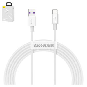 USB кабель Baseus Superior, USB тип C, USB тип A, 200 см, 66 Вт, 6 А, белый, силиконовый, #CATYS A02