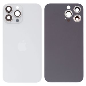 Задняя панель корпуса для iPhone 13 Pro Max, серебристая, белая, со стеклом камеры, Silver, small hole
