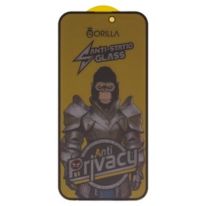 Защитное стекло для Apple iPhone 14 Pro Max, iPhone 15 Plus, iPhone 16 Plus, совместимо с чехлом, Full Glue, Anti Static, Anti Peeping, черный, gorilla